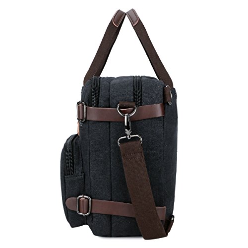 BAOSHA HB-22 Vintage Leinwand Herren Aktentasche Rucksäcke Arbeitstasche Umhängetasche Laptoptasche Schwarz - 8