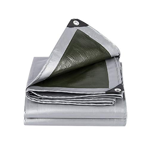 Preisvergleich Produktbild XUEYAN Plane Wasserdichte Bodenplane umfasst Plane Polythene PE Sonnenschutz-LKW Gewächshaus Isolierter Schuppenstoff Armee grün-Silbergrau, 180g / m² (größe : 4x4M)