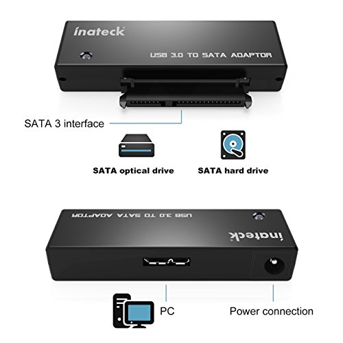 Inateck USB 3.0 zu SATA Konverter Adapter für 2.5 / 3.5 Zoll Laufwerke HDD SSD mit 12V 2A Netzteil - 6