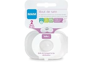MAM | Bouts de sein – Lot de 2 bouts de sein en silicone (taille L, 23 mm) – Accessoire spécial allaitement doux comme la peau avec boîte de stérilisation
