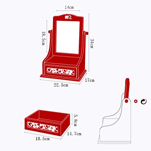 Reine Handgeschnitzte Holz Desktop-Rasierspiegel Folding Kreative Rasierspiegel Drehen der Schminkspiegel - 7