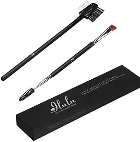 iLuLuMetal Eyelash Comb and Eyebrow Brush with Spoolie, 2 Pieces Professional Makeup Tools Set Best For Eyeliner, Define Lash & Brow Cosmetics