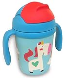 Botella infantil de 300 ml con asas y pajita en boquilla, ideal para bebé, niños y niñas