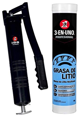 3 EN UNO Profesional - Lote Grasa de litio multiusos 400gr + Bomba profesional engrasadora para cartucho de 400gr