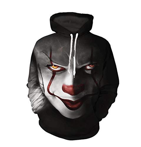 PZJ Felpa con Cappuccio Unisex, Pagliaccio Stampa 3D Lovers Hoodie Sweatshirt Manica Lunga Streetwear Cappotto Giacca Pullover