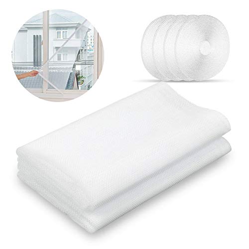 Sundell 2 Pcs Mosquitera Ventana Malla, Malla Contra Insectos Mosquitera, para Ventanas, Puertas, Terrazas, Caravan (Blanca)