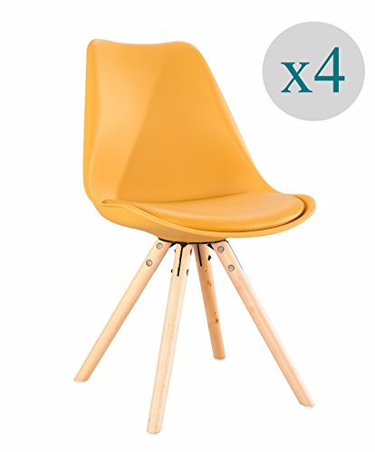 Aryana Home - Pack de 4 Chaise nordique Nordic (inspiration tower eame) Moutarde