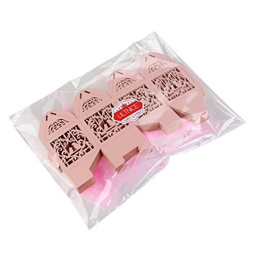 ULTNICE 50Pcs Geschenk Kasten Karton Süßigkeit Kasten Gast Kasten für Hochzeits Taufe Geburtstags Party Dekor Rosa - 4