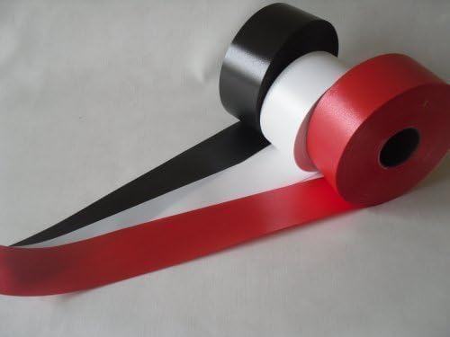 3 x 5m x 2" Football Ribbon (Red, White &amp; Black). Packed in protective box. Floral Bouquets / Decoration / Gift Presentations / Hampers
