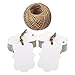 Produktbild 100 Stück 5 CM*3 CM Weiß Baumblatt Form kraftpapier Etiketten Tags Hängeetiketten Anhängeetiketten mit Jute-Schnur 30 Meter (Weiß)
