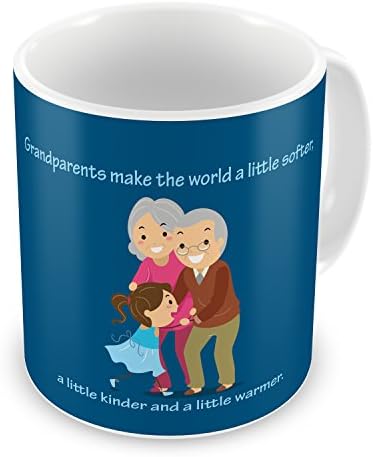 Indigifts Gift for Family Grandparents Grandma Grandpa Grand Daughter Birthday Anniversary Soft Kind Warm World Blue Printed Ceramic Mug