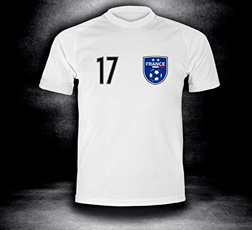 ElevenSports Frankreich Trikot 2018 mit GRATIS Wunschname + Nummer im EM WM Weiss Typ #FR9t – Geschenke für Kinder Erw. Jungen Baby Fußball T-Shirt Bedrucken