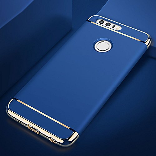 funda Huawei Honor 8 cover   Leathlux Ultra Delgado Anti-Ara  azos Protecci  n Duro Carcasa Enchapado protectora de parachoques trasero 3 En 1 case para Huawei Honor 8 5 2   Azul 