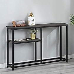 soges Table Console avec Étagère pour Salon/Couloir/Entrée Structure en Métal,120CM,Brun foncé