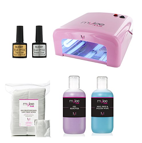 Mylee 36W UV lamp with Bluesky Top + Base coat and Gellux Prep + wipe and remover + lint free wipes