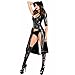 Produktbild 012765 Tastschalter Schwarz Sexy Frauen Latex Catsuit Mit Kapuze Windbreaker Umhang
