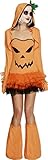 Fever, Damen Kürbis Kostüm, Tutu-Kleid mit abnehmbaren Trägern, Kapuzenjacke und Überstiefel, Größe: S, 45397