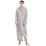 Dressing Gown Women Full Length Robe Plus Size Fleece Winter Warm Long Robes Fluffy Nightwear Housecoat Light Grey