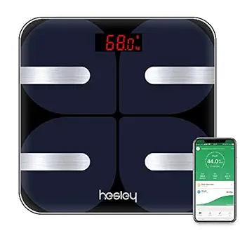 Hesley Weight Machine Premium Smart Bluetooth Body Fat Weight Machine for body weight with 18 Essential Measurements and ITO Conductive Glass,FDA Approved with Hesley App (Bluetooth Sensor Technology) (1)