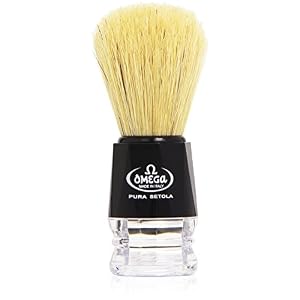 Omega of Italy Boar Hair Shaving Brush, Black/Clear Plastic Handle
