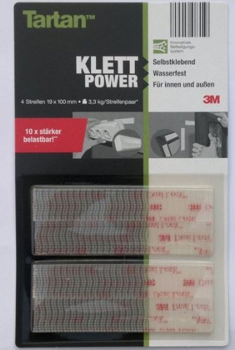 Klett Power selbstklebend, wasserfest, Streifen für Innen und Außen, 10x stärker belastbar