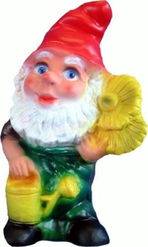Gartenzwerg mit Blume 20 cm Zwerg Germany Garten bruchfest PVC Deko GRS 0462