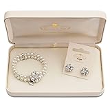 perlenarmband creme Elegante Ohrstecker 2 Zeile Armband Glas Perle und Strass in creme und Glas Perle und mit Glitzersteinen.