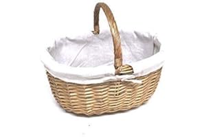 TOPFURNISHING Strong Oval Wicker Garden Trug Basket Flower Harvest Log Fruit With Handle (Pine, Small 27x22x25cm)