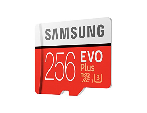 Samsung EVO Plus - Tarjeta de Memoria microSD de 256 GB con Adaptador SD  100 MB s  U3  Color Rojo y Blanco