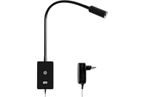 ENUOTEK Lampe de Liseuse Murale, Lampe Murale LED de 4W Pour Lit, Lumière de Lecture Tactile de 4000K Dimmable de 240Lm avec Port de Charge USB 2A, Lampe de Lecture à col de Cygne Spotlight