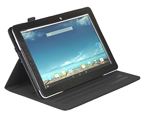 Die original GeckoCovers Luxus Asus Memopad 10 Hülle Case Cover Etui Tasche für das Asus Memopad 10 ME102A und Asus Memopad 10 ME103K 10 Zoll Tablet Tab - Mit original Gecko Applikation und Stand - und Präsentationsfunktion in der Farbe schwarz / black (Memopad 10 ME102A / ME103K, Luxus schwarz)