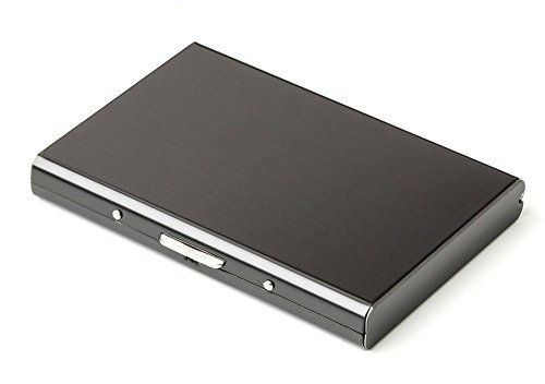 Preisvergleich Produktbild flyyfree Slim Kreditkarte Fall mit RFID Technologie – Edelstahl gebürstet Visitenkartenhalter für Männer & Frauen – und Kreditkarte Displayschutzfolie gegen Finanzielle Betrug und Identitätsdiebstahl
