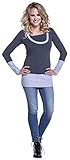 Happy Mama. Damen Sweatshirt Stillzeit Top Zweilagiges. Kontrastdetails. 457p - 4