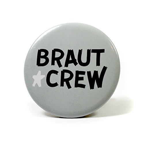 6 Frau Wundervoll JGA Buttons hellgrau - Braut Crew, Ø 5,6 cm - Junggesellinnenabschied / Hen Party / Anstecker