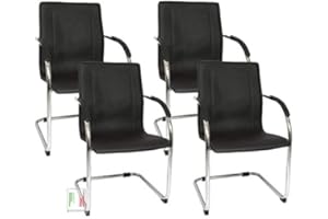 Stil Sedie Set 4 poltrona attesa con braccioli Milano, sedia per sale conferenza, sedia per gli ospiti con seduta ampia nera