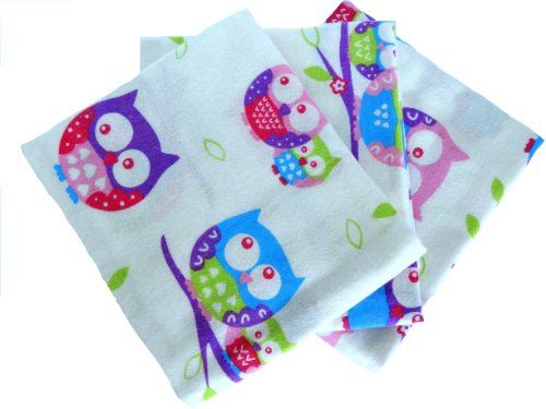 Babymajawelt® Molton Tücher 70/80cm , Wickelunterlage, Spucktuch, Babydecke- Eulen- 3Pack Limited