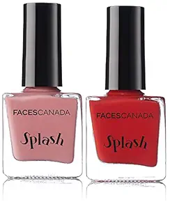 Faces Splash Glossy Nail Enamel, Ignite 35, 8 ml and Faces Glossy Splash Nail Enamel, Hot Paprika 63, 8 ml