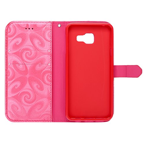 Etsue Leder Handyhülle für Samsung Galaxy A3(2016) Ledertasche Schutzhülle, Lusting Kreativ Shiny Glanz Sparkle Glitzer fließend Treibsand Liebe Herz Muster Elegant Luxus Leder Flip Case Wallet Tasche Cover Magnetverschluss Abdeckung Standfunktion Schutz Etui Schale für Samsung Galaxy A3(2016) + 1x Glitzer Staub Stecker + 1x Blau Eingabestift-Rose+Rot - 2