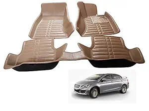AYW 5D Car Mat for Maruti Suzuki CIAZ Beige Color (Model Year : 2014-2020)