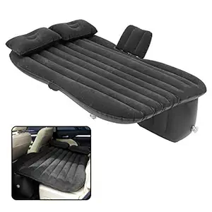 VARNIRAJ IMPORT & EXPORT WITH V LOGO Car Inflatable Bed with 2 Pillows (Light_Black)