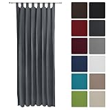 Beautissu® Blackout-Vorhang Amelie mit Schlaufen - 140x245 cm Anthrazit (Grau) - Verdunklungsgardine Schlaufenschal