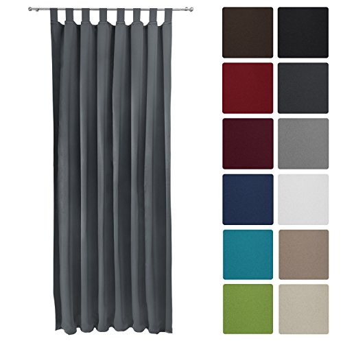Preisvergleich Produktbild Beautissu Blackout-Vorhang Amelie mit Schlaufen - 140x245 cm Anthrazit (Grau) - Verdunklungsgardine Schlaufenschal