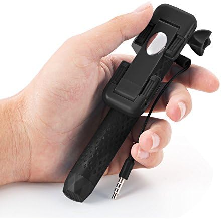 Agapo Mini3 Selfie Stick with 3.5cm Cable Control (No batterry,No bluetooth) Wire Extendable Aluminum Monopod with Built-in Remote Shutter 13.4cm Extendable to 70cm for Android iOS Smartphone and Gopro Sports Cameras with Monopod Bag Black