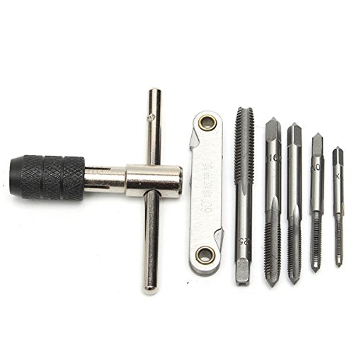 Preisvergleich Produktbild 7 stücke M3-M8 Gewindebohrer Set T Griff Ratschenschlüssel Schraubenschlüssel mit Wasserhähnen und Gewinde Muster