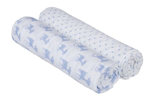 Lässig Einschlag und Mulltuch Swaddle und Burp Blanket X-large 2-er Set, Boys – 120 x 120 cm - 2