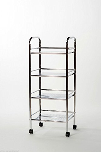 Preisvergleich Produktbild ELMÖ-Versandhandel Regal Badregal Rollregal Metallregal mit Rollen Rollwagen Jana Metall Chrom 4 Böden