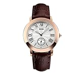 Frauen trendy Quarzuhr Roségold braunes Lederarmband römische Ziffern schöne schöne Uhren