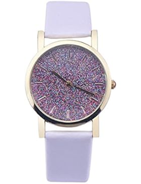 Vovotrade Damen Uhren Farbe Zifferblatt Uhr Leder band Analog Quartz (Weiß)