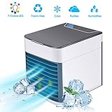 🍃 2019 ACTUALIZAR NUEVO VENTILADOR PERSONAL PARA EL ENFRIADOR DE AIRE: nuestra versión mejorada de aire acondicionado es más pequeña e innovadora en comparación con la versión anterior. El nuevo estilo ha resuelto el problema de fugas de agua.