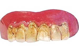 SHOPERAMA Schiefe gelbe Austin Powers Nerd Zähne mit Belag Kostüm-Zubehör falsches Gebiss Streber